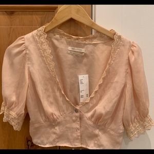 Super cute pink silk blouse
